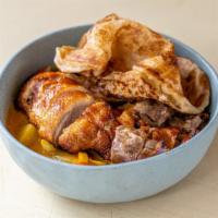 Pineapple Duck Curry · Spicy. A half duck simmered in a medium spicy curry enhanced with white onions, carrots, pin...