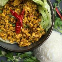Southern Style Chicken · Spicy. Minced chicken wok fried in a homemade herb paste garnished with finely shaved kaffir...