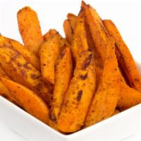 Sweet Potato Fries · Wedges of sweet potatoes, tossed with oil, sprinkled with spices, and baked on high heat unt...