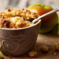 Apple Cobbler · Cinnamon apples with crumbly butter crust.
