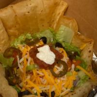 Taco Salad Tuesdays  · Only on tuesday’s … season ground beef with the choice of tomatoes olives onions scallions j...