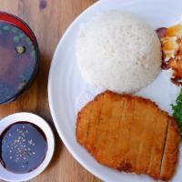 Tonkatsu · Deep fried pork cutlet with salad & rice