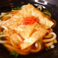 Kitsune Udon · Kelp & Mushroom Broth w/ Udon noodle & fried tofu