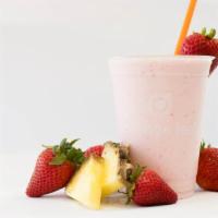 Strawberry Surf Smoothie · A delicious blend of orange Leaf vanilla yogurt, fresh strawberries, fresh banana and fresh ...