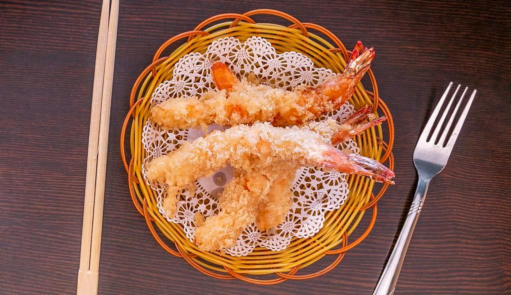 Shrimp Tempura · Served with soup salad and rice.