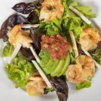 Steamed Shrimp Salad · Avocado, Mushroom, Tomato, and Champagne Vinaigrette