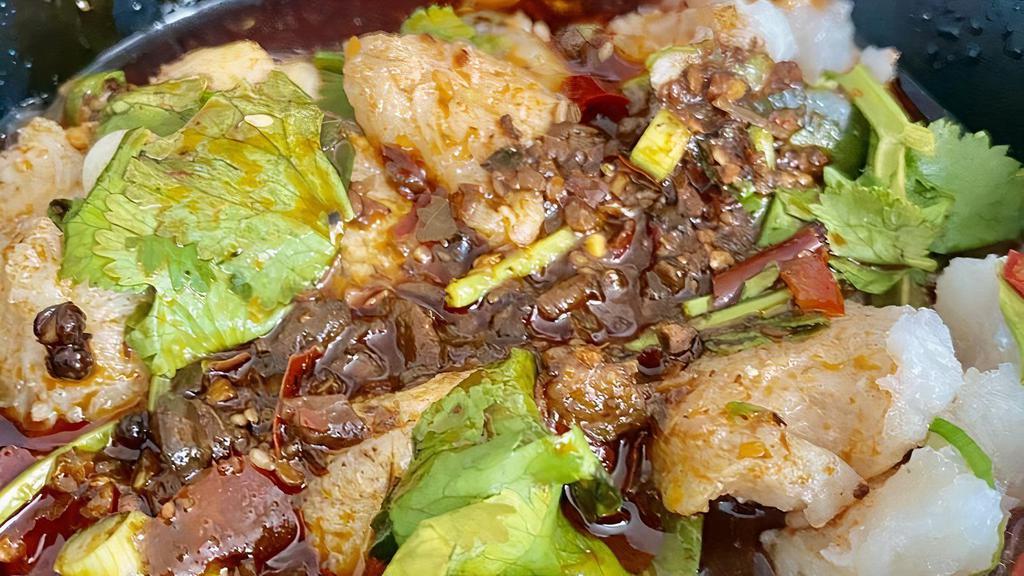 Fish Fillet Mao Cai · Spicy. Fish fillet, quail egg, fish tofu, fish balls, mushroom, broccoli, tapioca flour, and kelp.