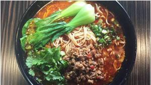 Mala Noodle · Spicy. Ground pork, scallion, Shanghai bok choy and parsley.