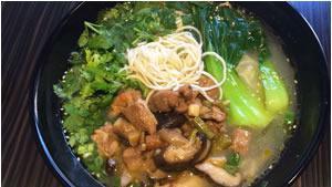 Chicken With Mushroom Noodle · Mushroom, chicken, scallion, Shanghai bok choy, and parsley.