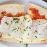 Meatball Parm · with sauce & cheese