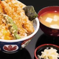 -7. Chicken Tendon Set · Miso soup, Chicken, 2shrimp, Soft-boiled egg, Seaweed, Shishito pepper, Pumpkin, Broccoli
