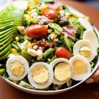 The Cobb Salad By @Spinach4Breakfast (New) · alfalfa mix [kale, romaine, butter lettuce], thick cut bacon, avocado, hard boiled egg, seas...