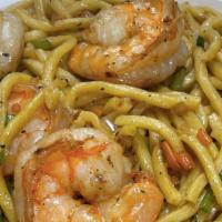 Shrimp Chow Mein · Shrimp Chow Mein contains onion, scallion, carrot, and snow pea all cutted very small with s...