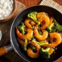 Shrimp Teriyaki · Served with miso soup and white rice. Sautéed seasonal vegetables with homemade teriyaki sau...