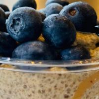 Pbj Chia Pudding · Made with blueberries, chia seeds, oat milk and peanut butter.