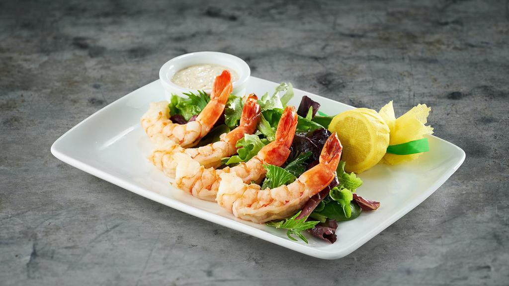 Shrimp Cocktail · Chilled jumbo shrimp, choice of creole remoulade sauce or New Orleans-style cocktail sauce. 190-350 cal.
