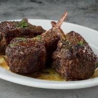 Lamb Chops · Three extra thick chops, marinated overnight, with fresh mint