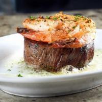 6 Oz.Filet & Shrimp · Tender corn-fed midwestern beef, topped with three large shrimp