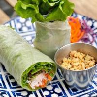 A-14 Summer Roll · Rice noodles, lettuce, carrot, cucumber, basil, and shrimp in soft rice paper wrap served wi...