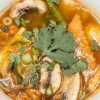 So-1 Sm Tom Yum · Mushroom and cilantro in spicy lime lemongrass broth. **If you need plastic utensils, please...