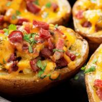 Potato Skins · Potatoes that have been hollowed out and filled.