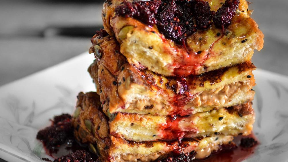 Peanut Butter & Jelly (Stuffed French Toast) · Delicious French toast cooked to perfection and stuffed with Peanut butter & Jelly.