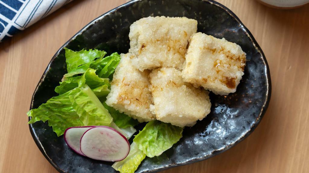 Agedashi Tofu · Japanese style fried tofu with dashi (fish sauce)