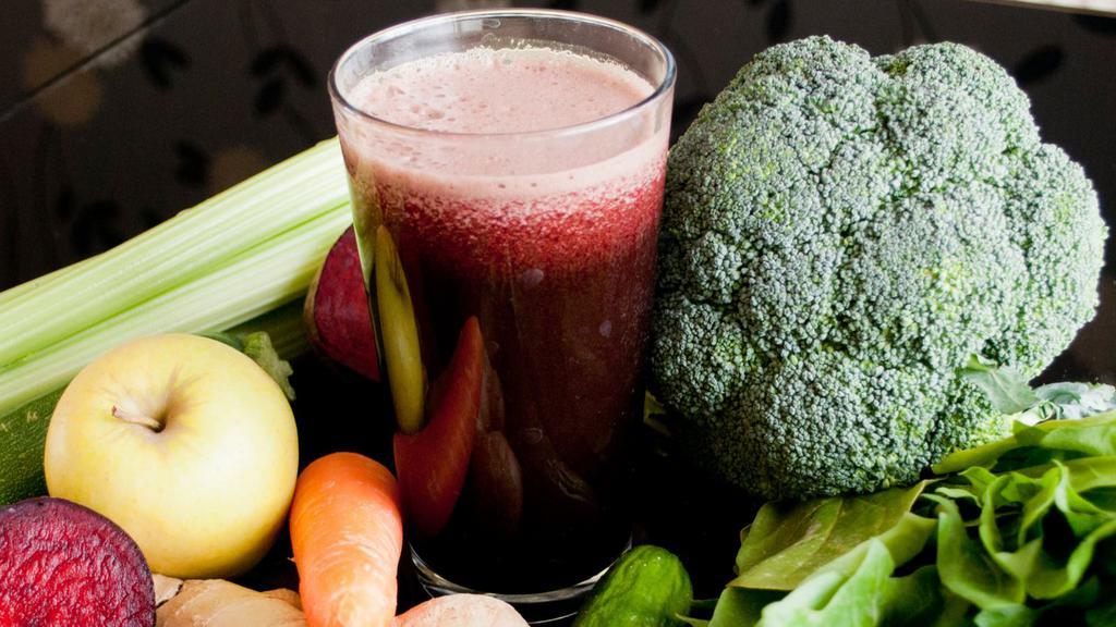 Iron Horse Juice · Fresh juice made with Kale, broccoli, beets, apple, and carrot.