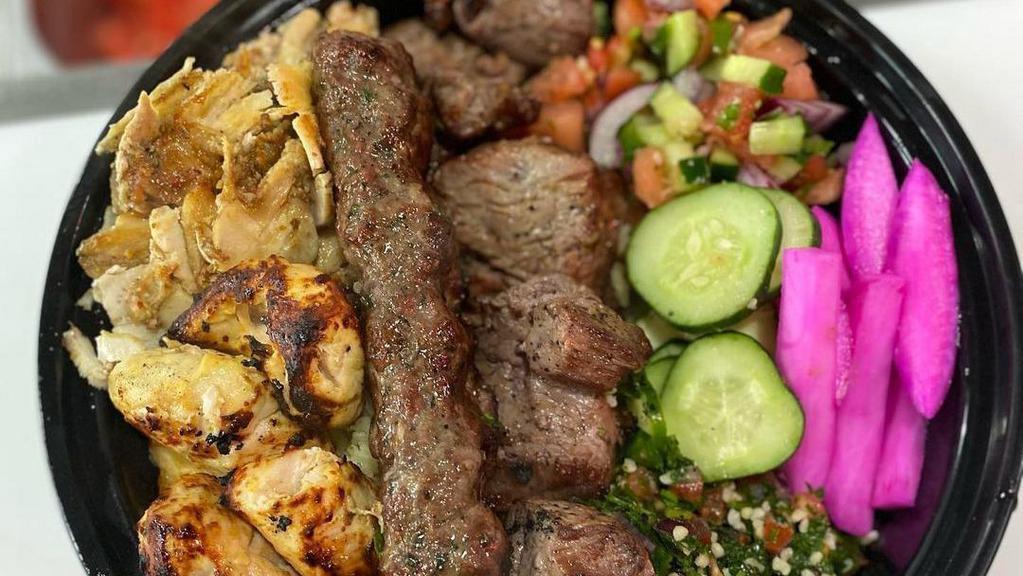 Shish Kebab Platter · Charbroiled marinated filet mignon.