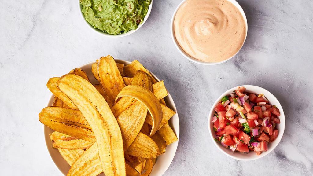 Plantain Chips And Dips · Choose your favorite Tributo dip, accompanied by crispy plaintain chips. Feeling adventurous? Sample all three dips! *Gluten free