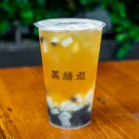 Passion Fruit Green Tea W. Coconut Jelly And Boba · 