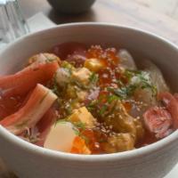 Umami Bomb Bowl · Tuna, Scallop, Salmon Roe, Egg, Crab Meat