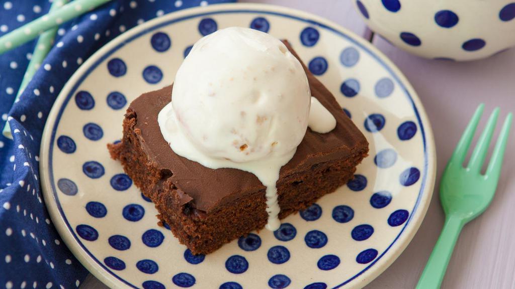 Jumbo Brownie A La Mode · Chocolatey jumbo brownie fresh out of the oven and topped with haagen dazs vanilla ice cream.