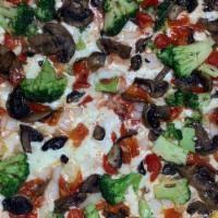 Veggie Pizza · Broccoli, Mushrooms, Onions, Red Peppers