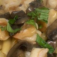 Shrimp & Chicken Marsala · Mushroom, Marsala Wine Sauce; Served over Pasta
