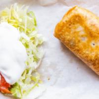 Chimichangas · Two deep fried burritos with your choice of chicken or steak, with cheese, lettuce, tomatoes...