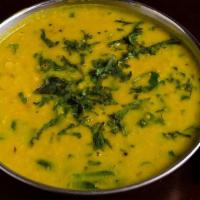 Daal Saag · Spinach cooked with yellow lentils.