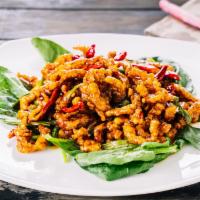Crispy Shredded Spicy Beef · Hot and spicy.