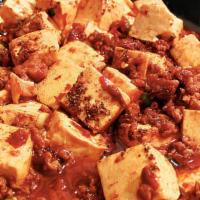 L 4. Szechuan Style Tofu (With Minced Pork) · Spicy