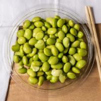 Edamame · Gluten free. Steamed green soybean in the pod, lightly seasoned with salt.