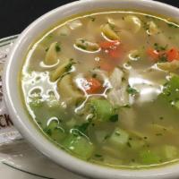 18 Chicken Noodle Soup · Soup that is made with chicken broth noodles and vegetables.