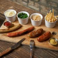 Wurstplatte · The works: choice of 4 grilled German sausages and choice of 4 sides
