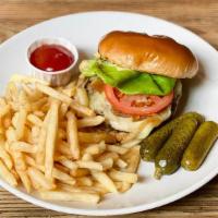 Black Forest Burger · The Black Forest meets Brooklyn: beef burger, lettuce, tomato, onion, Emmentaler cheese with...