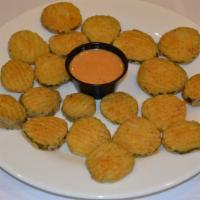 Fried Pickles · 20 pickles floured and deep fried, served with boom boom sauce.