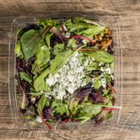 Gorgonzola Walnut Salad · Mixed mesclun greens, crumbled Gorgonzola, dried cranberries, walnuts, sliced radicchio and ...