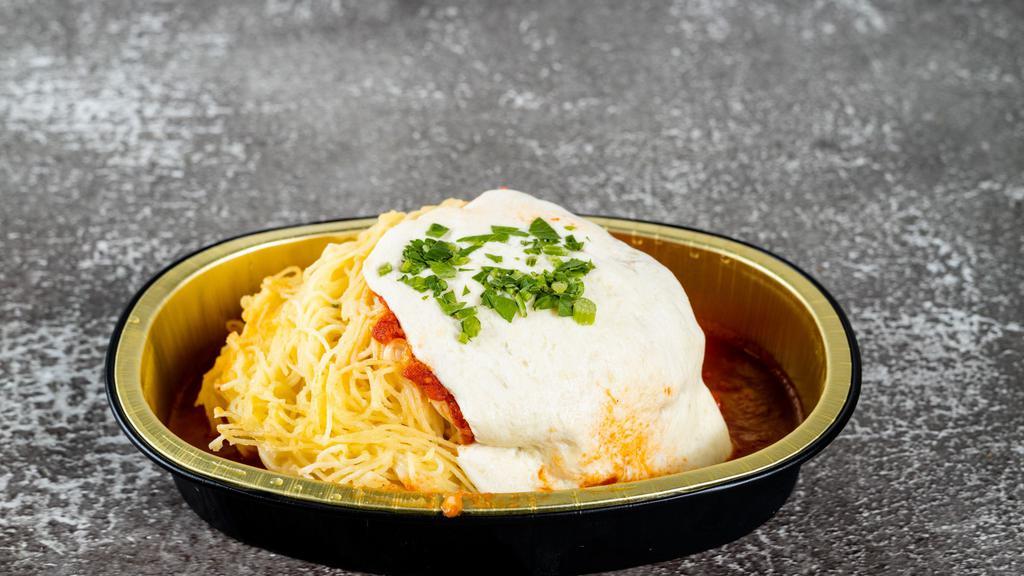 Bird'S Nest Pasta · Cappelini pasta, fresh tomato sauce, Parmesan cheese, and fresh mozzarella.