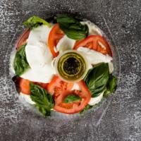 Mozzarella Caprese Tray · fresh mozzarella, tomato, and basil with balsamic and oil dressing