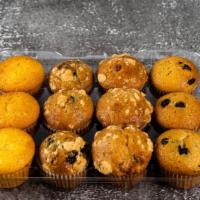 Assorted Mini Muffins · Assorted corn, chocolate chip, blueberry, and/or cinnamon crumb miniature muffins.