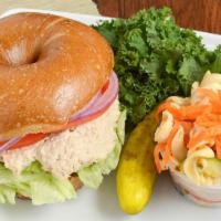 Any Salad Sandwich On A Bagel · Please choose only one Tuna, Egg or Chicken salad for your sandwich.  Please only 1 !!