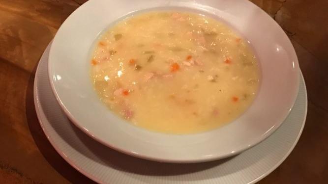 Avgolemono Soupa · Greek soup made with farm fresh eggs, lemon and chicken broth.